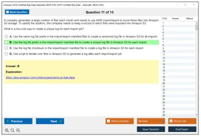 Amazon AWS AWS-Certified-Big-Data-Specialty-BDS-C00 AWS Certified Big Data - Specialty (BDS-C00) Practice test exam simulator test engine exam Prep practice test questions answers Image 11