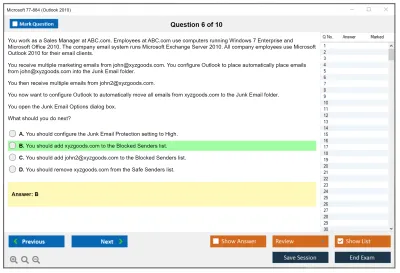 Microsoft 77-884 Outlook 2010 Practice test exam simulator test engine exam Prep practice test questions answers Image 6