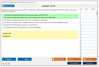 Cisco 300-075 Implementing Cisco IP Telephony &amp; Video, Part 2 v1.0 Practice test exam simulator test engine exam Prep practice test questions answers Image 1