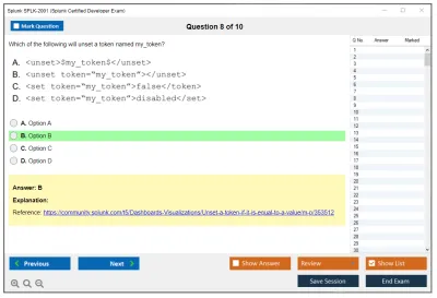 Splunk SPLK-2001 Splunk Certified Developer Exam Practice test exam simulator test engine exam Prep practice test questions answers Image 8