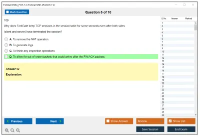 Fortinet NSE4_FGT-7.2 Fortinet NSE 4 - FortiOS 7.2 Practice test exam simulator test engine exam Prep practice test questions answers Image 6