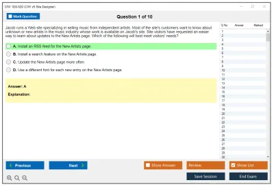 CIW 1D0-520 CIW v5 Site Designer Practice test exam simulator test engine exam Prep practice test questions answers Image 1