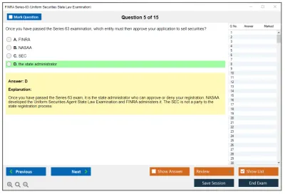 FINRA Series-63 Uniform Securities State Law Examination Practice test exam simulator test engine exam Prep practice test questions answers Image 5