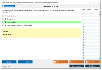 SAP C_THR81_2211 SAP Certified Application AssociateSAP SuccessFactors Employee Central Core 1H/2022 Practice test exam simulator test engine exam Prep practice test questions answers Image 10