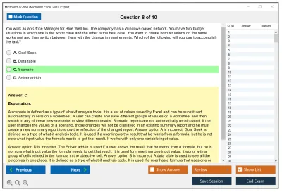 Microsoft 77-888 Microsoft Excel 2010 Expert Practice test exam simulator test engine exam Prep practice test questions answers Image 8