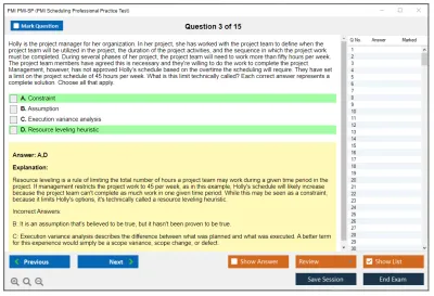 PMI PMI-SP PMI Scheduling Professional Practice test exam simulator test engine exam Prep practice test questions answers Image 3