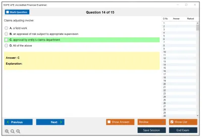 SOFE AFE Accredited Financial Examiner Practice test exam simulator test engine exam Prep practice test questions answers Image 14