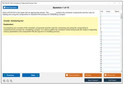 PMI PMI-SP PMI Scheduling Professional Practice test exam simulator test engine exam Prep practice test questions answers Image 1