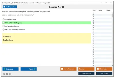 SAP C_LUMIRA_24 SAP Certified Application Associate - SAP Lumira Designer 2.4 Practice test exam simulator test engine exam Prep practice test questions answers Image 7