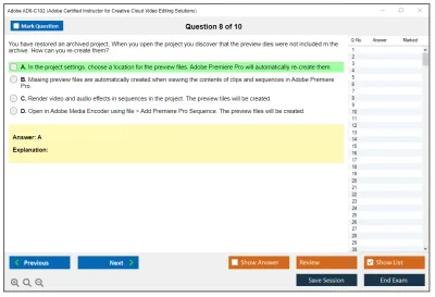 Adobe AD0-C102 Adobe Certified Instructor for Creative Cloud Video Editing Solutions Practice test exam simulator test engine exam Prep practice test questions answers Image 8