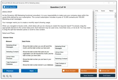 Microsoft MB-220 Microsoft Dynamics 365 Customer Insights (Journeys) Functional Consultant Practice test exam simulator test engine exam Prep practice test questions answers Image 2