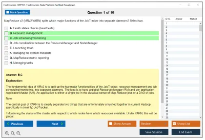 Hortonworks HDPCD Hortonworks Data Platform Certified Developer Practice test exam simulator test engine exam Prep practice test questions answers Image 1