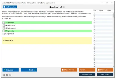 Veritas VCS-279 Administration of Veritas NetBackup 8.1.2 and NetBackup Appliances 3.1.2 Practice test exam simulator test engine exam Prep practice test questions answers Image 1