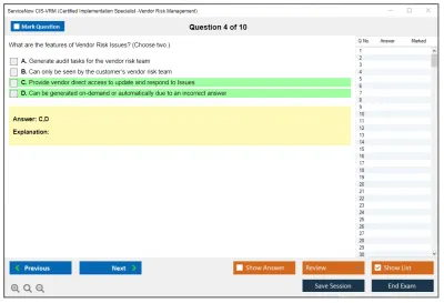 ServiceNow CIS-VRM Certified Implementation Specialist -Vendor Risk Management Practice test exam simulator test engine exam Prep practice test questions answers Image 4