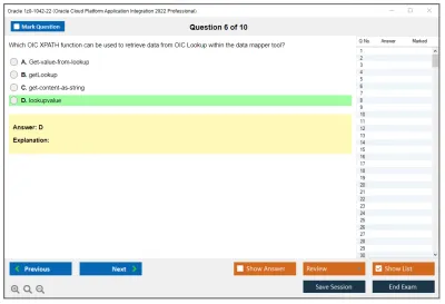 Oracle 1z0-1042-22 Oracle Cloud Platform Application Integration 2022 Professional Practice test exam simulator test engine exam Prep practice test questions answers Image 6