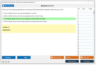 RSA 050-80-CASECURID01 RSA SecurID Certified Administrator 8.0 Exam Practice test exam simulator test engine exam Prep practice test questions answers Image 9