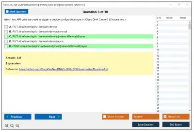 Cisco 300-435 Automating Cisco Enterprise Solutions (ENAUTO) Practice test exam simulator test engine exam Prep practice test questions answers Image 3