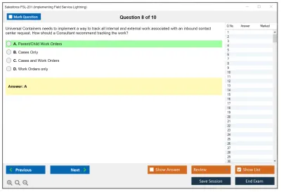 Salesforce FSL-201 Salesforce - Implementing Field Service Lightning Practice test exam simulator test engine exam Prep practice test questions answers Image 8