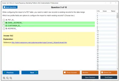 Oracle 1z0-1032-22 Oracle Responsys Marketing Platform 2022 Implementation Professional Practice test exam simulator test engine exam Prep practice test questions answers Image 5