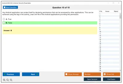 Android AND-802 Android Security Essentials Practice test exam simulator test engine exam Prep practice test questions answers Image 10