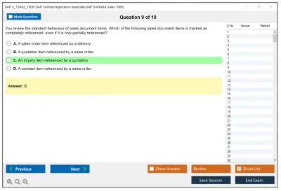SAP C_TS462_1909 SAP Certified Application Associate-SAP S/4HANA Sales 1909 Practice test exam simulator test engine exam Prep practice test questions answers Image 9