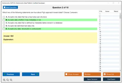 Hortonworks HDPCD Hortonworks Data Platform Certified Developer Practice test exam simulator test engine exam Prep practice test questions answers Image 2