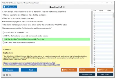 Adobe AD0-E117 Adobe Experience Manager Architect Master Practice test exam simulator test engine exam Prep practice test questions answers Image 6