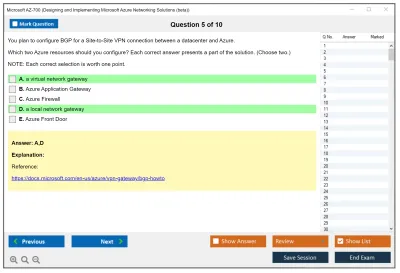 Microsoft AZ-700 Designing and Implementing Microsoft Azure Networking Solutions Practice test exam simulator test engine exam Prep practice test questions answers Image 5