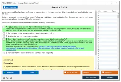 Adobe AD0-E318 Adobe Campaign Classic Architect Master Practice test exam simulator test engine exam Prep practice test questions answers Image 5