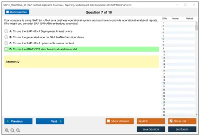 SAP C_BW4HANA_27 SAP Certified Associate - Reporting, Modeling and Data Acquisition with SAP BW/4HANA 2.x Practice test exam simulator test engine exam Prep practice test questions answers Image 7