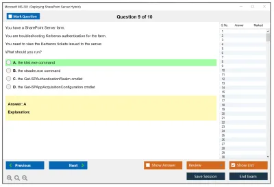 Microsoft MS-301 Deploying SharePoint Server Hybrid Practice test exam simulator test engine exam Prep practice test questions answers Image 9