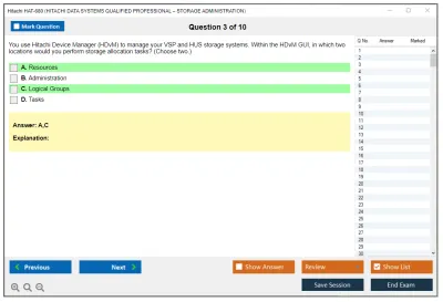 Hitachi HAT-680 HITACHI DATA SYSTEMS QUALIFIED PROFESSIONAL – STORAGE ADMINISTRATION Practice test exam simulator test engine exam Prep practice test questions answers Image 3