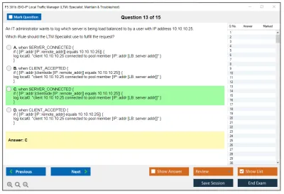 F5 301b LTM Specialist: Maintain & Troubleshoot Practice test exam simulator test engine exam Prep practice test questions answers Image 13