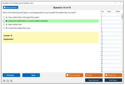 CloudBees CJE Certified Jenkins Engineer (CJE) Practice test exam simulator test engine exam Prep practice test questions answers Image 10