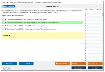 SAP E_S4HCON2020 SAP Certified Technology Specialist - SAP S/4HANA Conversion and SAP System Upgrade Practice test exam simulator test engine exam Prep practice test questions answers Image 6