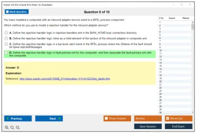 Oracle 1z0-434 Oracle SOA Suite 12c Essentials Practice test exam simulator test engine exam Prep practice test questions answers Image 6