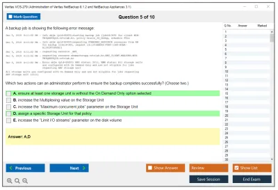 Veritas VCS-279 Administration of Veritas NetBackup 8.1.2 and NetBackup Appliances 3.1.2 Practice test exam simulator test engine exam Prep practice test questions answers Image 5