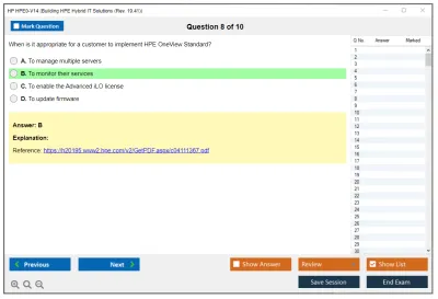 HP HPE0-V14 Building HPE Hybrid IT Solutions (Rev. 19.41) Practice test exam simulator test engine exam Prep practice test questions answers Image 8