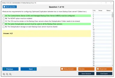 Veritas VCS-323 Administration of Veritas Backup Exec 16 Practice test exam simulator test engine exam Prep practice test questions answers Image 1