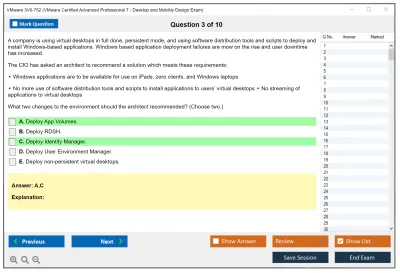 VMware 3V0-752 VMware Certified Advanced Professional 7 - Desktop and Mobility Design Exam Practice test exam simulator test engine exam Prep practice test questions answers Image 3