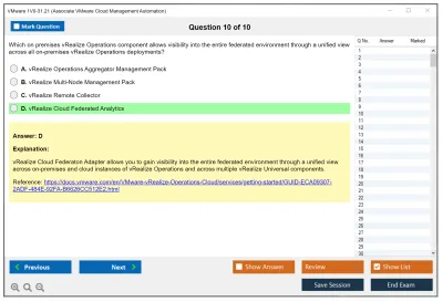 VMware 1V0-31.21 Associate VMware Cloud Management and Automation Practice test exam simulator test engine exam Prep practice test questions answers Image 10