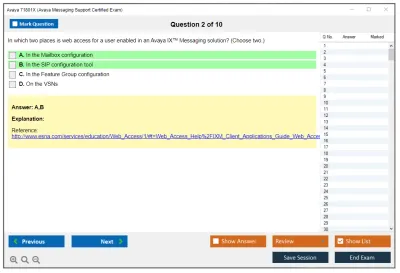 Avaya 71801X Avaya Messaging Support Certified Exam Practice test exam simulator test engine exam Prep practice test questions answers Image 2