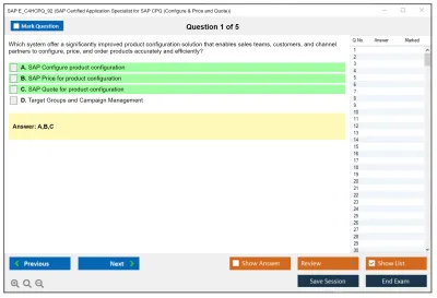 SAP E_C4HCPQ_92 SAP Certified Application Specialist for SAP CPQ (Configure &amp; Price and Quote) Practice test exam simulator test engine exam Prep practice test questions answers Image 1
