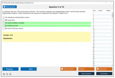 HP HPE6-A66 Aruba Certified Design Associate Exam Practice test exam simulator test engine exam Prep practice test questions answers Image 5