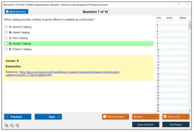 ServiceNow CIS-SAM Certified Implementation Specialist - Software Asset Management Professional Exam Practice test exam simulator test engine exam Prep practice test questions answers Image 7