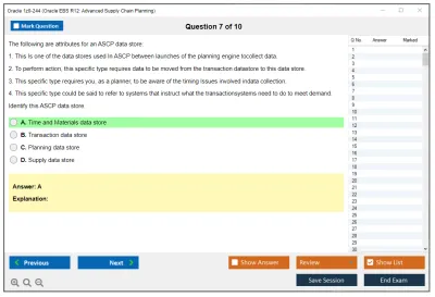 Oracle 1z0-244 Oracle EBS R12: Advanced Supply Chain Planning Practice test exam simulator test engine exam Prep practice test questions answers Image 7