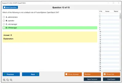 Huawei H13-522 HCNP-Cloud-FCDC Practice test exam simulator test engine exam Prep practice test questions answers Image 13