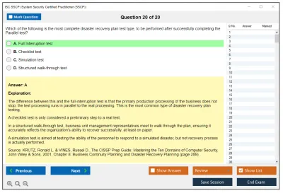 ISC2 SSCP Systems Security Certified Practitioner Practice test exam simulator test engine exam Prep practice test questions answers Image 20