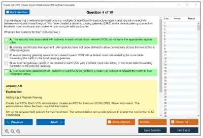 Oracle 1z0-1072 Oracle Cloud Infrastructure 2019 Architect Associate Practice test exam simulator test engine exam Prep practice test questions answers Image 4
