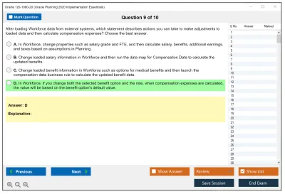 Oracle 1z0-1080-20 Oracle Planning 2020 Implementation Essentials Practice test exam simulator test engine exam Prep practice test questions answers Image 9